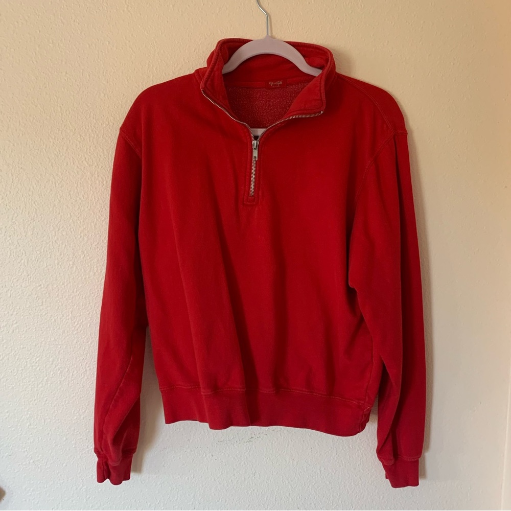 Brandy Melville red quarter zip sweater